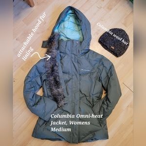 Columbia Women's Lay D Down Winter Ski Jacket & wool hat